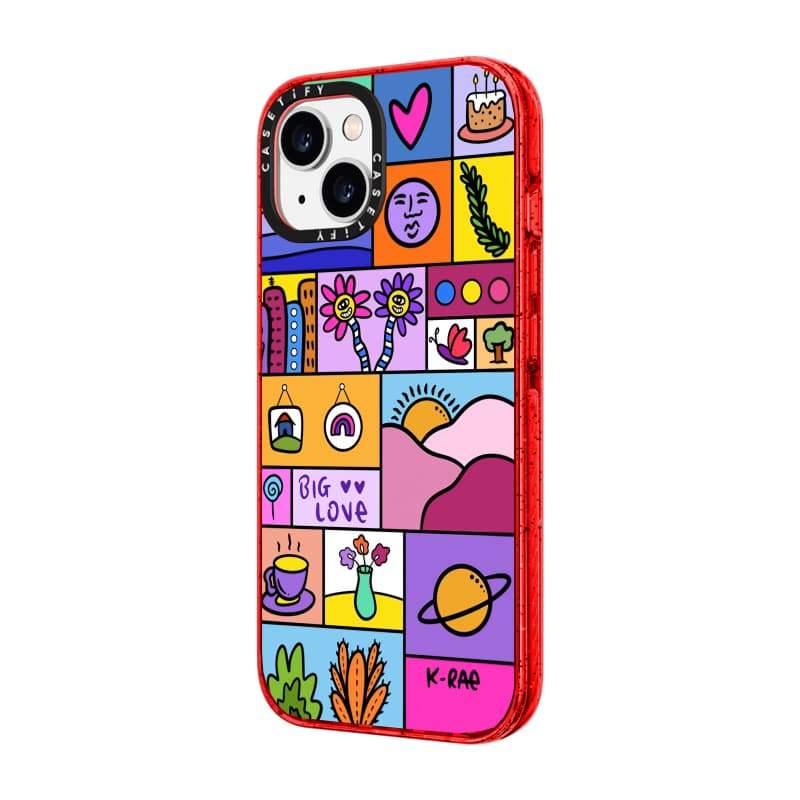 CASECASE X BIG LOVE Cam / Đỏ / Perri Bộ sưu tập kẹo tím Màu sắc trong suốt cứng hút từ tính Vỏ tác động cho Apple IPhone 13 14 15 16 17Pro Max Plus Có hộp