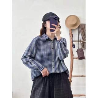 Áo sơ mi nữ cotton sọc kẻ dáng rộng phù hợp thời trang