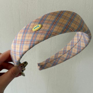 Kovoi / Retro Preppy Phong Cách Họa Tiết Băng Đô Ngọt Ngào Phù Hợp Với Kẻ Sọc Đầu Nữ Tính Cảm Giác Rộng Viền Bọt Biển Kẹp Tóc Cao Cấp