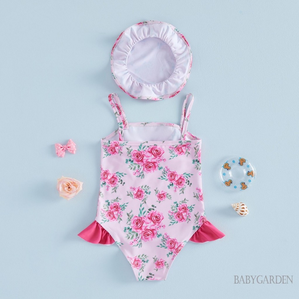 6m-4y Bé Gái Cami Đồ Bơi Không Tay Hoa / Dâu In Áo Liền Quần Đồ Bơi Có Mũ