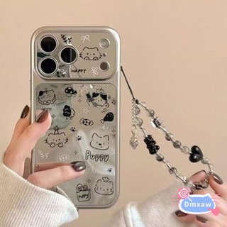 Ốp Điện Thoại Gương Chó Mèo Dễ Thương Cho iPhone Air 17 Pro Max 16 15 14 Plus 13 12 11 Pro Max XR XS Max X Vỏ Sang Trọng Có Dây Xích Pha Lê