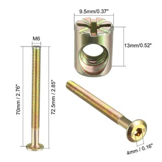 Bộ 4 Bu Lông Nội Thất Bộ Đai Ốc M6x70 / 75 / 80 / 85 / 90 / 100mm M6 Lục Giác Ổ Cắm Vít Có Thùng Hạt Phillips-S Rãnh Mạ Kẽm Mới