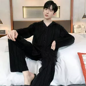 Bộ Đồ Ngủ Cotton Nguyên Chất Nam Xuân Thu Dài Tay Nam Plus Size Sinh Viên Homewear Phù Hợp Với Có Thể Bên Ngoài
