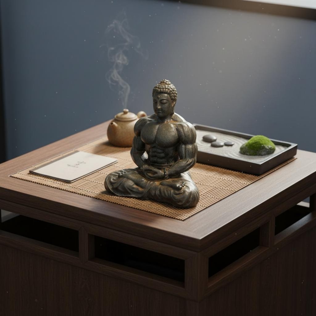 Thiết Kế Sáng Tạo Tượng Phật Cơ Bắp Thiết Kế Vintage Tập Thể Hình Phật Hình Chắc Chắn Cảm Giác Cho Người Hâm Mộ Thể Dục, Máy Tính Để Bàn, Văn Phòng, Phòng Tập Gym