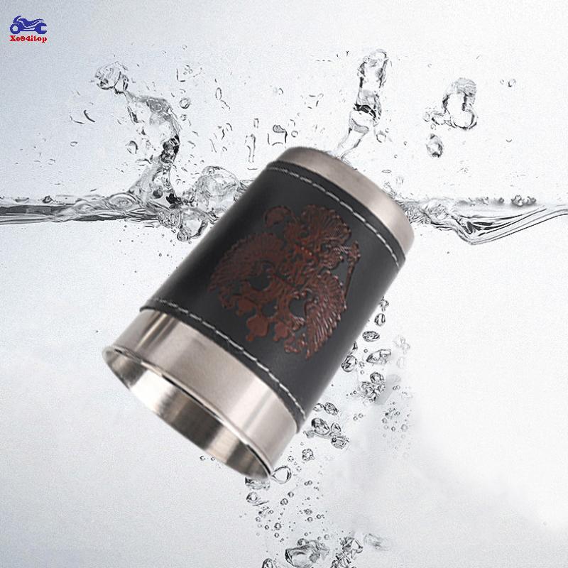XOITOP 4 Cái / bộ Cốc Du Lịch Ngoài Trời Cốc Inox Có Da PU Di Động Cà Phê Rượu Bia Whisky Cốc Cắm Trại Bộ Đồ Ăn VN
