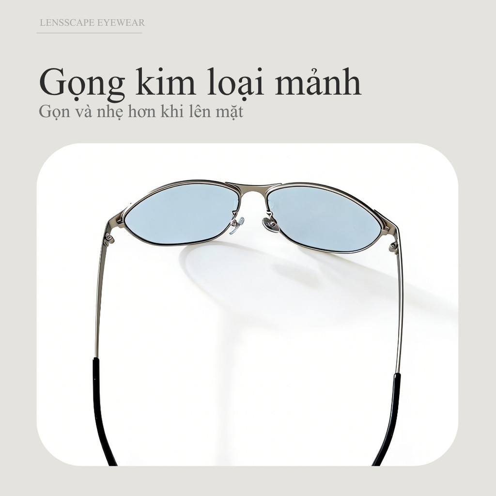 LENSSCAPE-Kính mát nữ mắt mèo Y2K gọng kim loại UV400 dáng ôm mặt thời trang