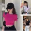 Áo CROPTOP chất tăm lạnh dáng ngắn co đãn-hình ki ty in ng ự c - chang3158