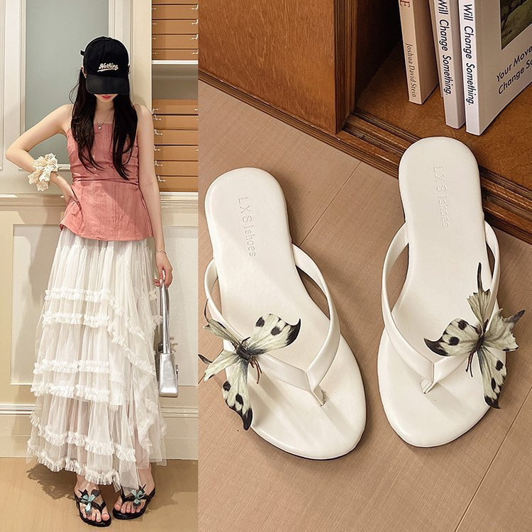Mùa hè Phong cách Hàn Quốc Phong cách mới Dép xỏ ngón Nữ Mặc bên ngoài Đế mềm Chống trượt Chống mài mòn Mềm mại Thoải mái Dép đi biển Nhà máy Giá sỉ