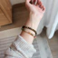 Vòng tay mã não gỗ đàn hương xanh đính hạt, thiết kế retro phong cách Trung Quốc, hai lớp xếp chồng