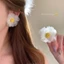 Bông Tai giả vải Voan Organza họa tiết hoa - Phong cách cổ điển phù hợp mọi dịp