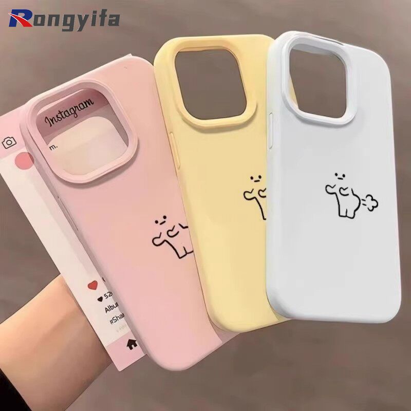 Ốp Điện Thoại Người Nhỏ Vui Nhộn Cho iPhone 17 Pro Max Air 16 15 Plus 16 15 Pro Max X XS Max Vỏ Màu Kẹo Hoạt Hình Vỏ Mềm Dễ Thương