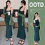 Bộ đồ bà bầu mùa hè gồm váy và cardigan dáng rộng