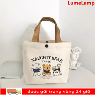 Túi xách Mini LUMELAMP, Túi Tote vải đào hoạt hình, Túi đựng vải canvas dung tích lớn thời trang dành cho nữ