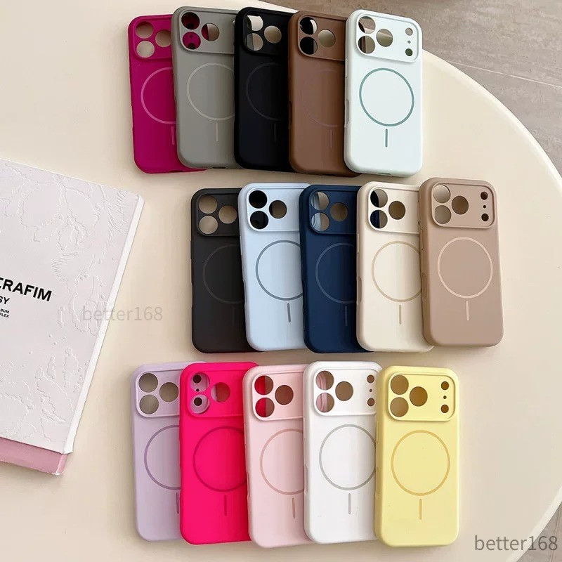 Ốp Lưng Silicone Nam Châm Cho IPhone 17 16 15 14 13 12 Pro Max Nhiều Màu Chống Sốc Bảo Vệ Camera Siêu Mỏng