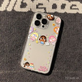 Ring Cartoon Girl Baby Vỏ bảo vệ trong suốt sáng tạo đơn giản Thích hợp cho iPhone 17promax / 16promax / 13 / 15pro / 12plus / 14 / 11pro / 14pro / 16plus / 15 / 17 / 14 Ốp điện thoại chống sốc