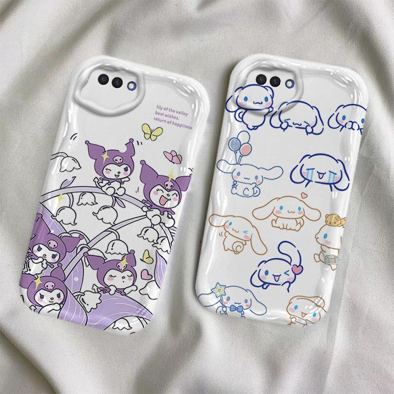 Vỏ Cho OPPO A3S A12E Vỏ Kem Hoạt Hình Cinnamoroll Cặp Đôi Mềm TPU 3D Sóng Silicon Vỏ Điện Thoại
