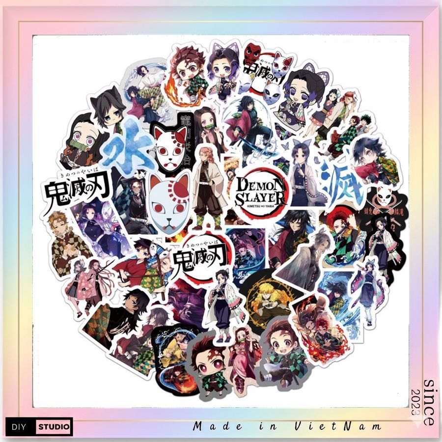 100 sticker Phiên Bản Demon Slayer Kimetsu No Yaiba Dán Cho Hành Lý Ốp Lưng Điện Thoại Laptop Notebook Đề Can
