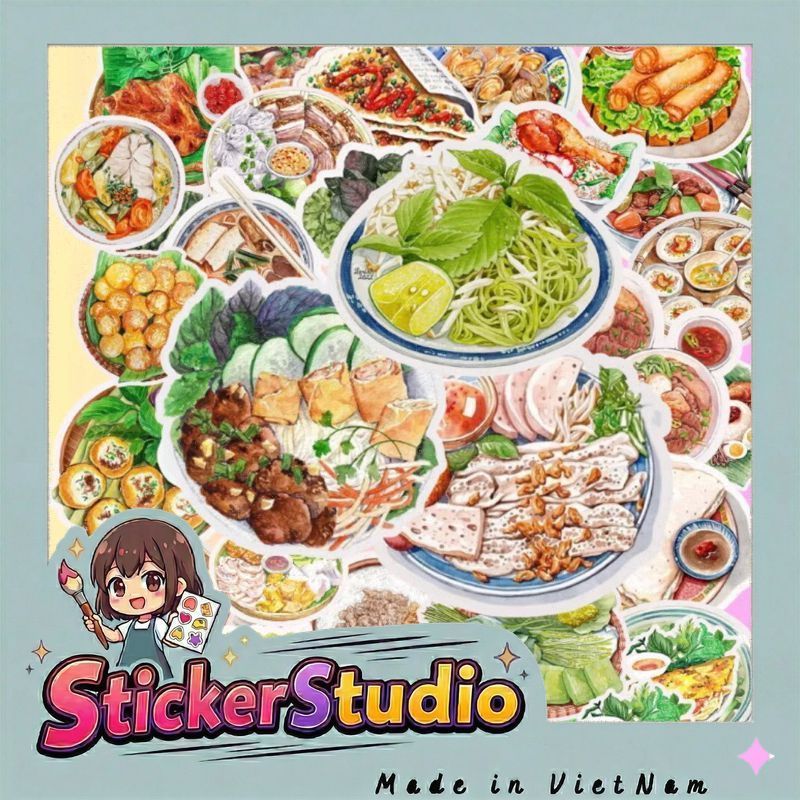 set 100 sticker món ăn việt nam