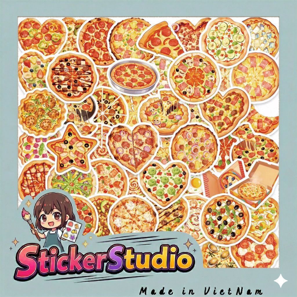set sticker bánh pizza siêu ngon