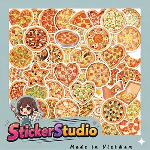 Set Sticker Bánh pizza siêu ngon Chống Nước Dán Laptop Vali Mũ Bảo Hiểm Sổ Tay
