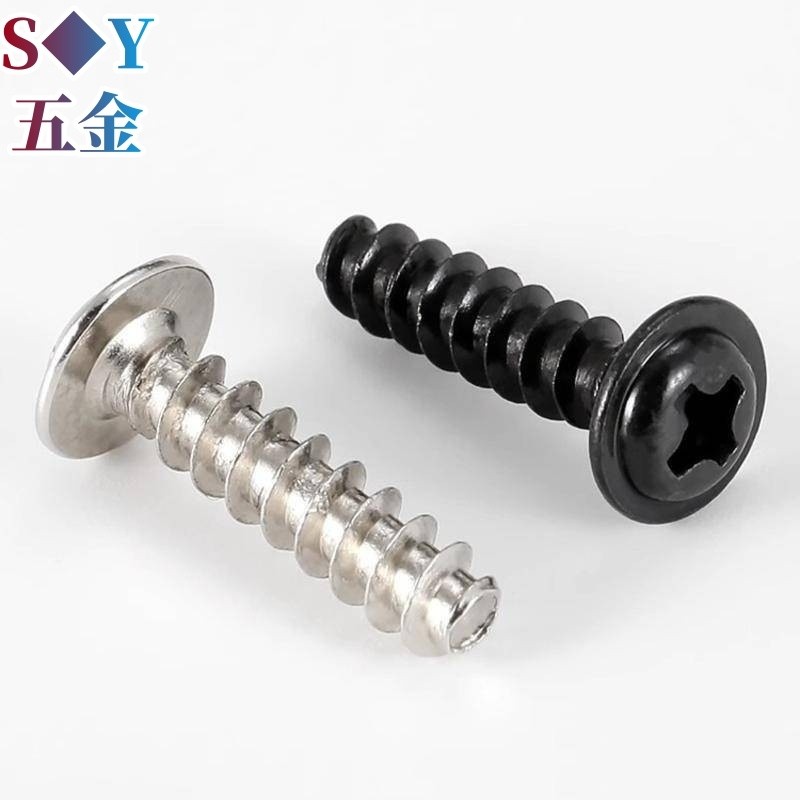(((M3 M4) Đầu tròn Phillips bằng thép không gỉ / thép carbon 304 có miếng đệm Đầu chảo vít tự bắt đuôi phẳng Meson Thép carbon mạ kẽm màu đen Tự mạ niken @ -