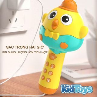 Micro gà con KidToys cho bé – karaoke tiếng Việt Bluetooth sạc đa năng