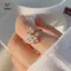Nhẫn bướm pha lê zircon sáng bóng, dễ thương cho nữ, màu bạc có thể điều chỉnh - Trang sức tiệc cá tính [Mina]