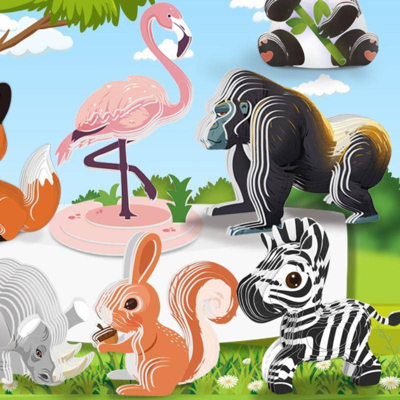< WHPHous-t > 1 Bộ Đồ Chơi Montessori Giáo Dục Trẻ Em Ngộ nghĩnh DIY Hướng Dẫn Sử Dụng Lắp Ráp Mô Hình Ba Chiều Động Vật Giấy 3D Đồ Chơi Xếp Hình Cho Bé Trai Bé Gái Đẹp