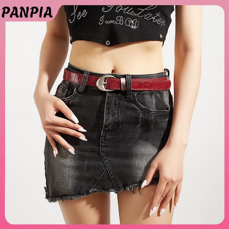 Thắt lưng mỏng màu đỏ họa tiết cá sấu cao cấp, thời trang cho váy và quần jean