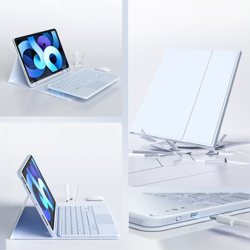 Bao da bàn phím không dây có chuột sạc, cho máy tính bảng 10.2 inch/10.5 inch/thế hệ 10 10.9 inch/Pro 11 inch