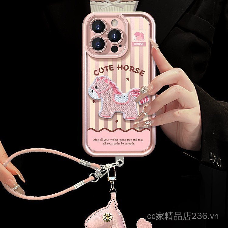 Pony Sticker Dây Thích Hợp Cho 17promax Vỏ Điện Thoại iphone15 Nữ Mới 16 Dễ Thương Chống Sốc 14