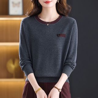 Dệt Kim Áo Len Rời Tay Dài Cổ Tròn Phong Cách Mới Cho Thu Đông