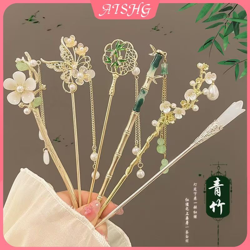 AISHG Mới Phong Cách Trung Hoa Tua Rua Tóc Hình Chữ U Phong Cách Cổ Đại Bước Bập Tóc Kẹp Phụ Kiện Tóc
