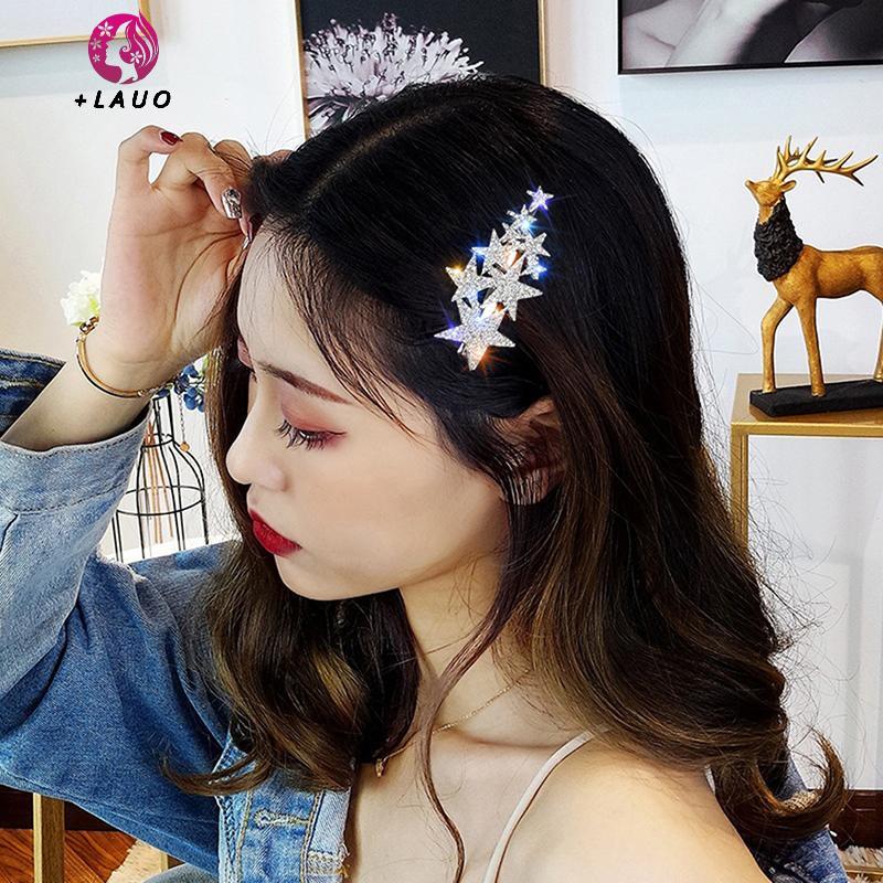 Kẹp tóc nữ Springevenstar hình pentagram với kim cương giả lấp lánh, tạo kiểu tóc sang trọng