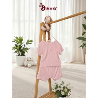 Bộ quần áo cộc cổ trụ bé gái cao cấp Bunnybaby chất tăm Hàn mềm mịn size 3-24 tháng