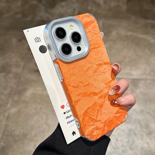 Ốp điện thoại da họa tiết màu xám titan thời trang cho iPhone 16 15 14 13 Pro Max 12 Pro mạ chống sốc Vỏ mềm Funda