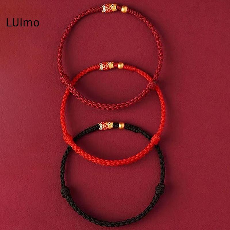 LUImo Tinh Tế May Mắn Sợi Đỏ Vòng Chân Cho Nam Nữ Koi Tay Dây Handmade Dây Vòng Tay Trang Sức Phụ Kiện Quà Tặng SBS