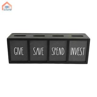 Hộp Đựng Tiền Hóa Đơn Tiền Xu 4 Ngăn Bằng Gỗ Heo Đất Lưu Trữ Hộp Đựng Tiền Ngân Hàng Cho Người Lớn Bé Trai Bé Gái Trẻ Em
