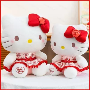 BH2 Sanrio Hello Kitty Plushie Quà Tặng Hoa Hồng Nơ Sang Trọng Cotton Đồng Hành Búp Bê Gối Mềm HB2