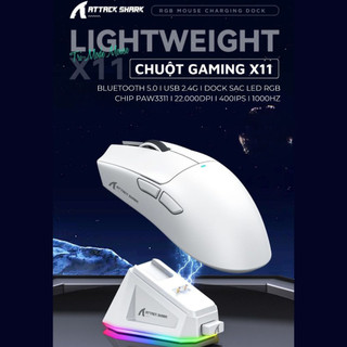 [Ship nhanh] Chuột Gaming Không Dây Bluetooth Attack Shark X11 Chip Khủng PAW3311 Pollingrate 1Khz - CooBeStore