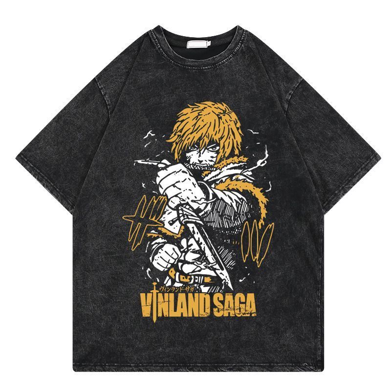 Anime Nhật Bản VINLAND SAGA - Áo thun nam nữ phong cách retro, tay ngắn, phù hợp đường phố và hàng ngày