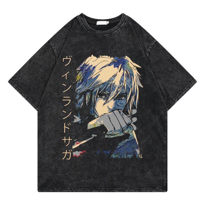 Anime Nhật Bản VINLAND SAGA - Áo thun nam nữ phong cách retro, tay ngắn, phù hợp đường phố và hàng ngày