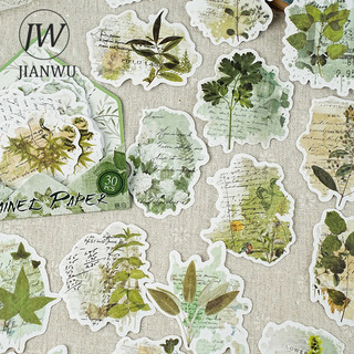 JIANWU Vết Ghi Chú Series Vintage Cây Hoa Từ Tiếng Anh Phong Cảnh Chất Liệu Cắt Dán Sáng Tạo Tạp Chí Văn Phòng Phẩm