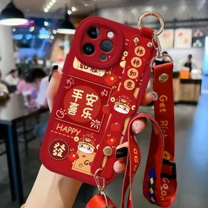 Thích hợp cho Ốp Điện Thoại Apple 15pro Năm Mới 16 / 14 / promax Crossbody 13 Bao Gồm Tất Cả 12 Dây 11 Chống Sốc 26.3.26
