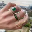 Nhẫn rắn kim cương giả xanh, bộ 6 cái, pha lê vintage sang trọng cho nữ trang sức
