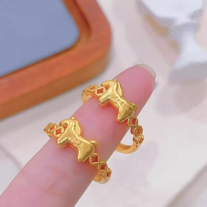 Nhẫn ngựa đồng xu nhẹ sang trọng dành cho nữ Nhẫn phù hợp tinh tế