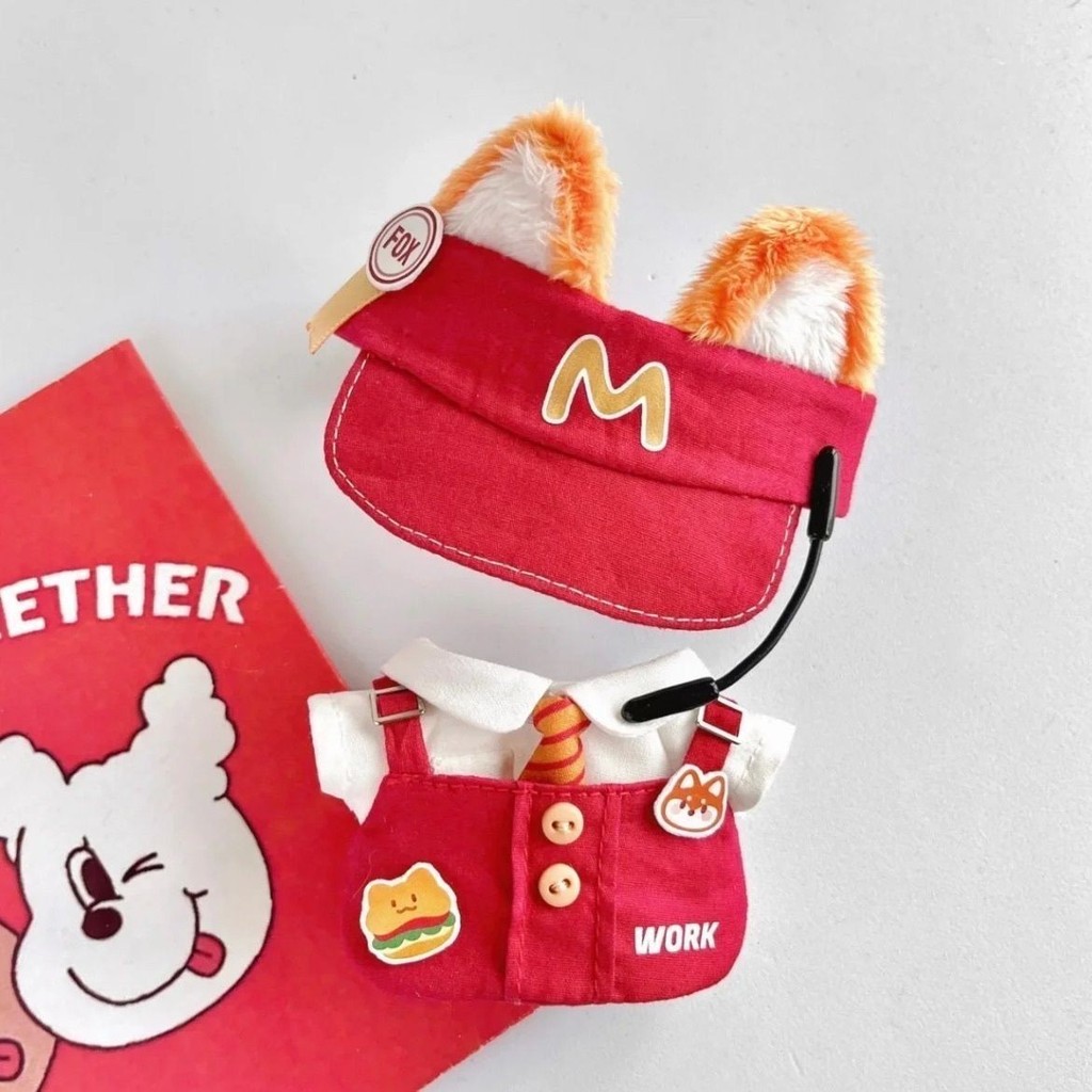 Quần áo búp bê Cotton 10cm Áo sơ mi McDonald 's Sling Hat Set Quần áo trẻ em Hoạt hình dễ thương Phụ kiện búp bê