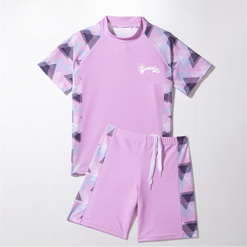 Đồ bơi trẻ em Unisex, Áo ngắn tay + Quần Short, Đồ bơi hoạt hình khô nhanh cho bé trai bé gái Lướt sóng