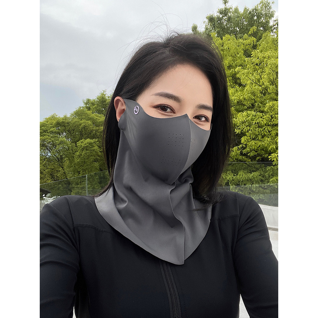 Khẩu trang chống nắng chất vải lụa băng che kín mặt cổ thoáng khí chống tia UV, chống bụi co giãn 4 chiều