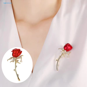 Lapel Pin hình Hoa Hồng 3D - Trâm cài áo đa chức năng bằng hợp kim bền chắc, phù hợp làm quà tặng hoặc phụ kiện thời trang cho bộ đồ sơ mi và túi khăn quàng cổ.